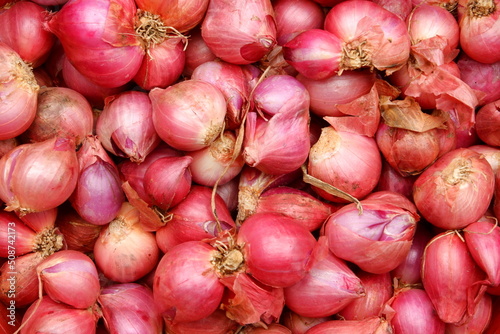 Full Frame Shot Of Red Onions. Fresh Red onions as a background.