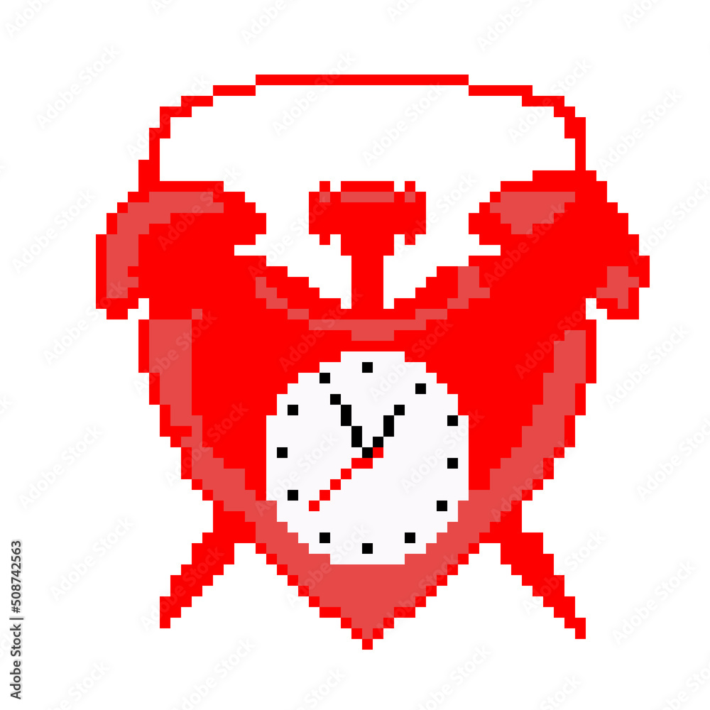 Obraz premium cryptopunk cheerful red alarm clock, nft art