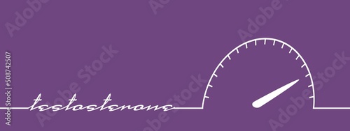 Hormone testosterone level measuring device with arrow and scale. Thin line style