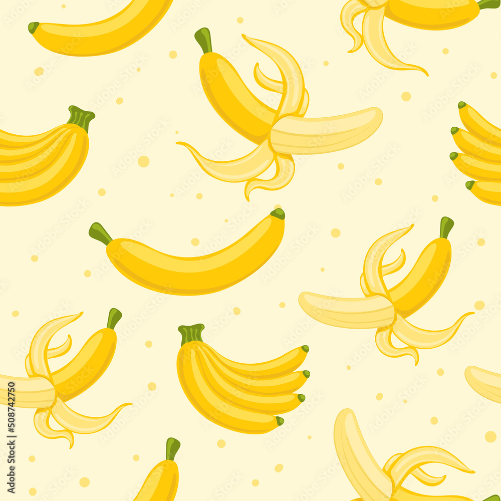 fruit banana vector seamless pattern.