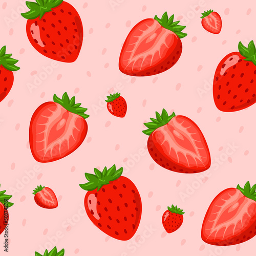 Fototapeta Naklejka Na Ścianę i Meble -  fruit strawberry vector seamless pattern.