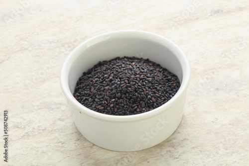 Black sesame seeds in the bowl