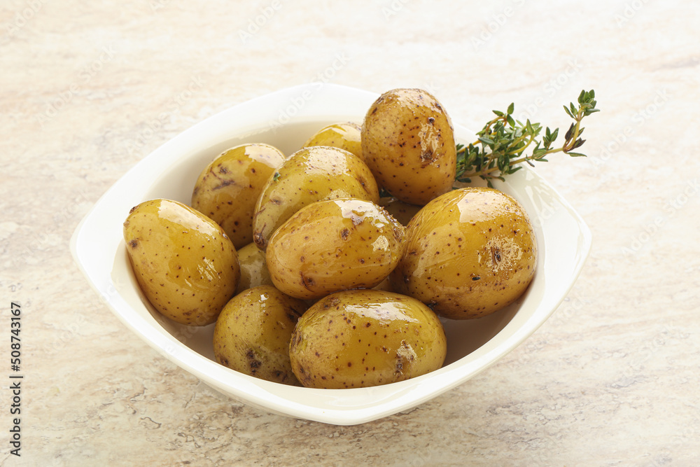 Boiled baby potato in the bowl Boiled baby potato in the bowl