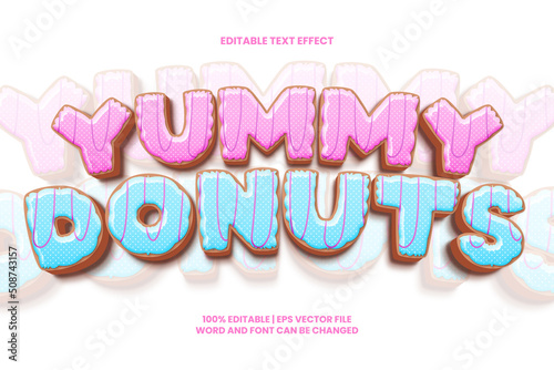 Yummy Donuts Text Effect Editable 3D Cartoon Style