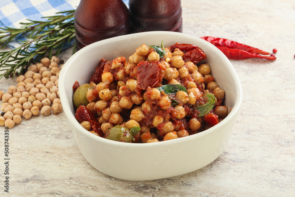 Chickpea beans with dry tomato and olives Chickpea beans with dry tomato and olives