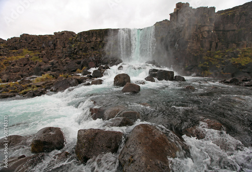 Oxarárfoss - the waterfall in Thingvellir national park, Iceland