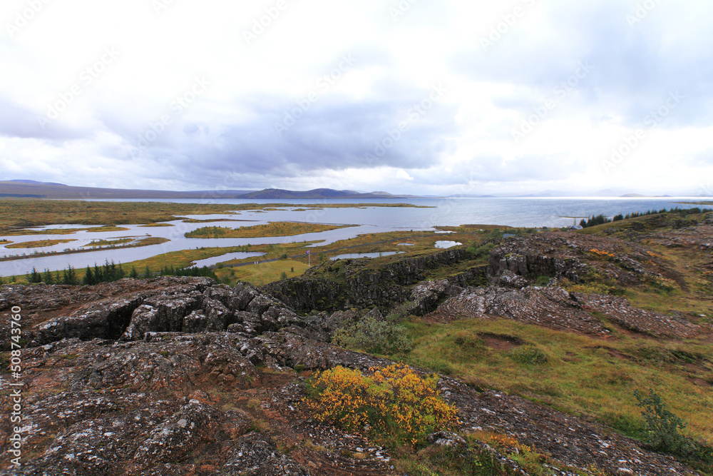 landscape of the Thingvellir national park in Iceland. The place where North American and Eurasian tectonic plates meet. landscape of the Thingvellir national park in Iceland. The place where North American and Eurasian tectonic plates meet.