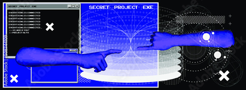 3D polygonal model of a hand with pointing gesture.