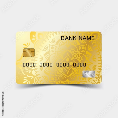 Golden color credit card template, Luxurious. Editable vector design. illustration EPS10