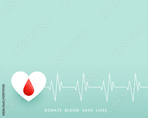 drop of blood on heart with heartbeat lines