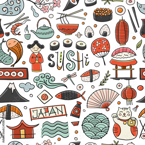 Japaneese Food and Traditions. Frame for your design
