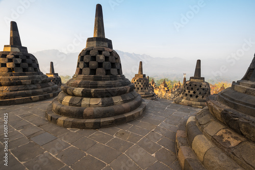 Borobudur, or Barabudur is a 9th-century Mahayana Buddhist temple in Central Java © gumbao