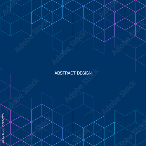 The graphic design element and abstract geometric background with isometric digital blocks. Blockchain concept and modern technology