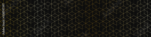 Abstract seamless pattern and geometric background with polygonal golden lines. Stylish vector texture for banner template or header