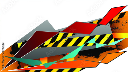 Sticker stripes asphalt road construction. Race car or truck body mock up