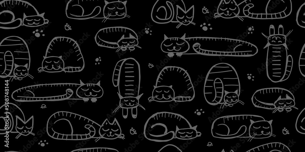 Sleeping cats, seamless pattern for your design Sleeping cats, seamless pattern for your design