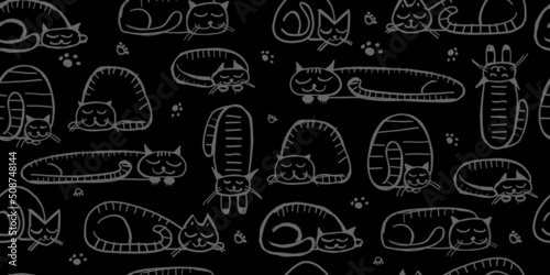 Sleeping cats, seamless pattern for your design