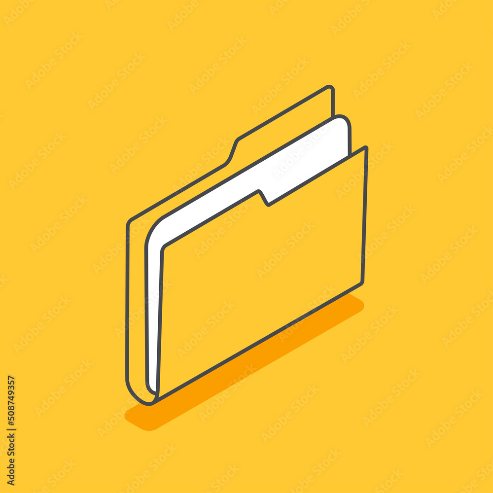 isometric vector illustration on yellow background, document folder icon, design element isometric vector illustration on yellow background, document folder icon, design element