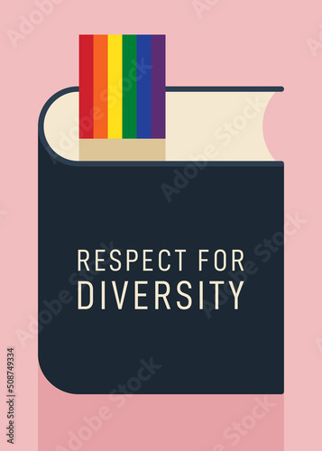 LGBTQ community pride month poster design template with rainbow stripe line
