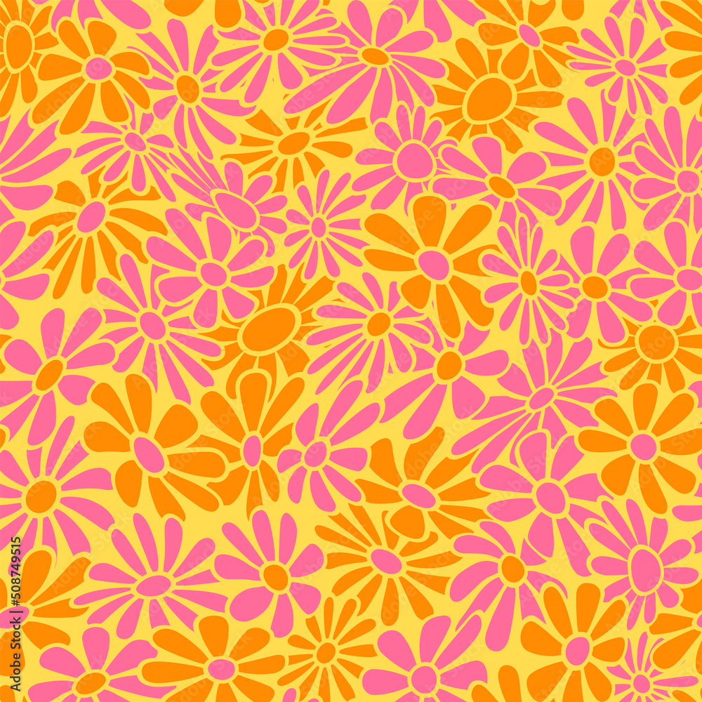 Relaterede peave sovende Nostalgic retro 70s groovy print. Hippie style vector seamless  pattern.Vintage floral background. Textile and surface design in old  fashioned colors Stock Vector | Adobe Stock