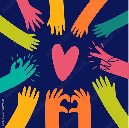 Many hands in a circle