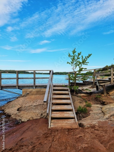 wooden bridge over the sea