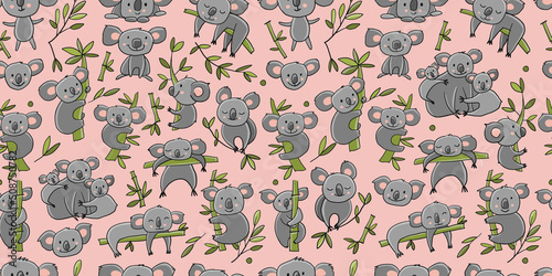 Cute Koala Family. Seamless Pattern for your design