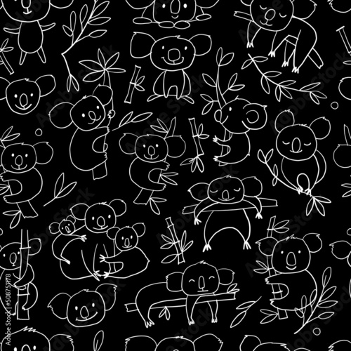 Cute Koala Family. Seamless Pattern for your design