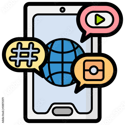 Social Media filled outline icon,linear,outline,graphic,illustration