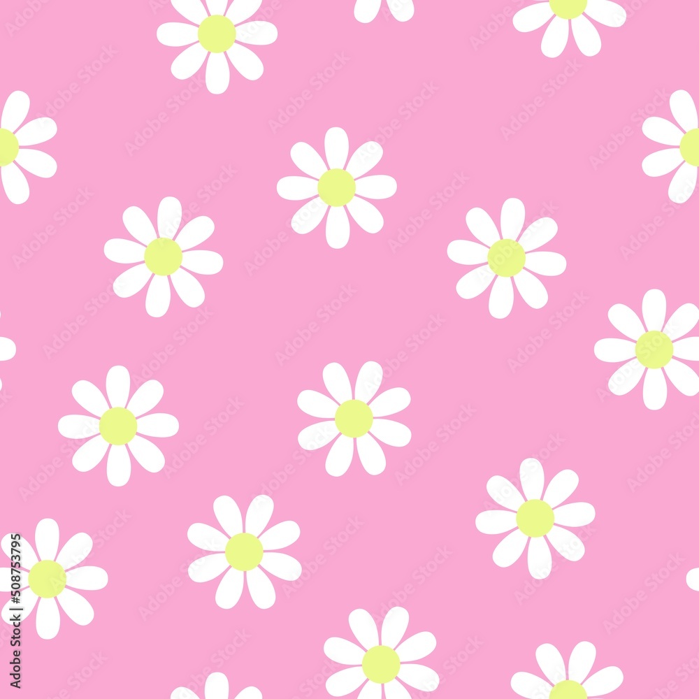 Flowers Pattern. Pink seamless pattern with flowers