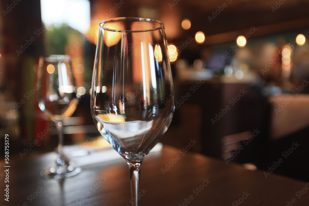 glass of wine in the restaurant on the table serving
