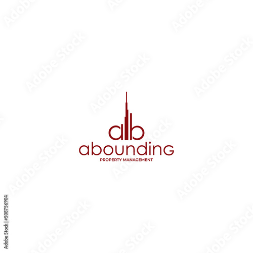 abstract initial letter A and B logo in red color isolated in white background applied for property management logo also suitable for the brands or companies that have initial name AB or BA