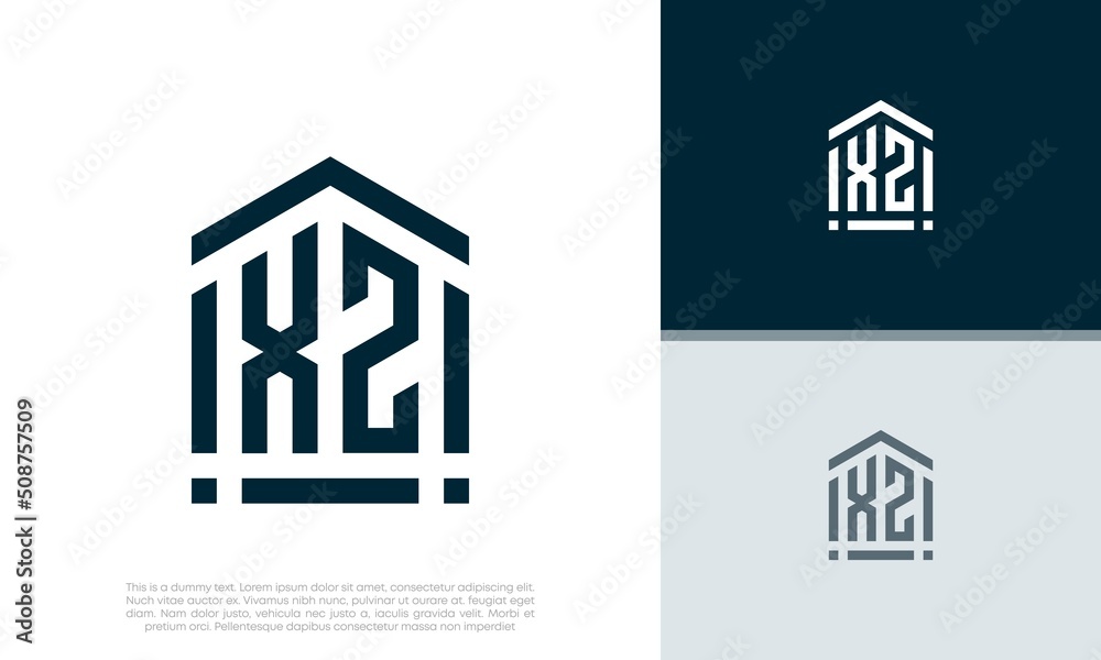 Fototapeta premium Simple Initials XZ logo design. Initial Letter Logo. Shield logo.