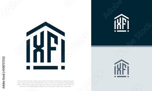 Simple Initials XF logo design. Initial Letter Logo. Shield logo.