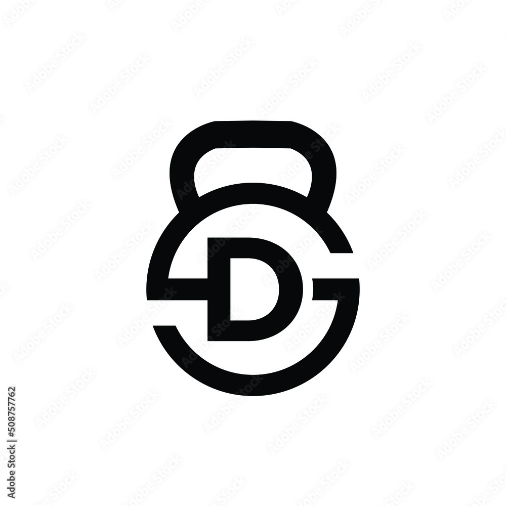 Letter D logo with kettlebell | Fitness Gym logo | vector illustration of logo design