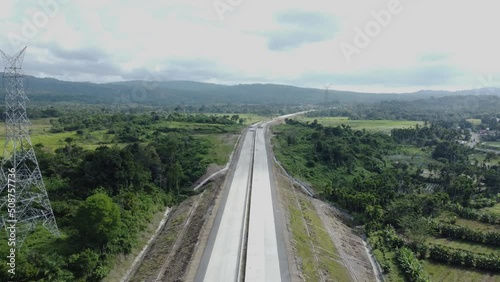 Aerial view of Sigli Banda Aceh (Sibanceh) Toll Road, Aceh, Indonesia. photo