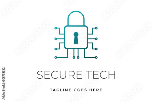 Modern Padlock with Electric Electronic Circuit for Secure Secret Protect Technology Logo Design Vector