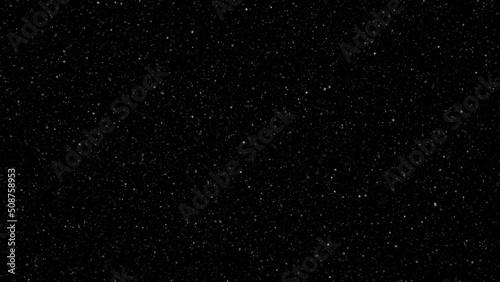 Futuristic space flight of a satellite through the stars in a galaxy one million kilometers from Earth. Scientific study of nearby stars. 3D. 4K. Isolated black background.