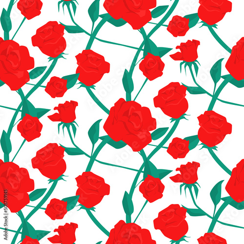seamless pattern with the image of flowers and plants drawn with a calligraphic brush in the art nouveau and art nouveau style