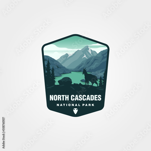 north cascades logo patch vector illustration design, us national park logo design photo