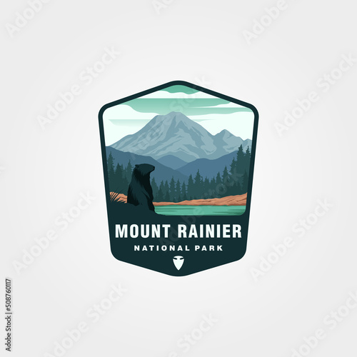 mount rainier patch logo vector symbol illustration design, us national park logo