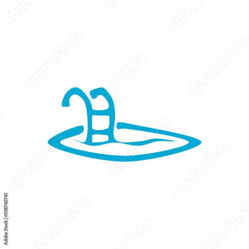 Doodle swimming pool ladder icon hand drawn