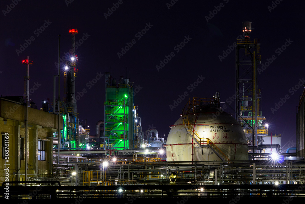 night view of the industrial zone