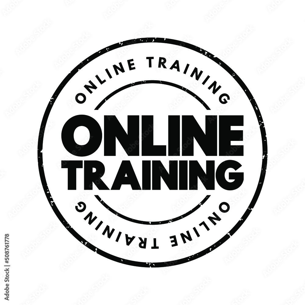 Online Training text stamp, concept background