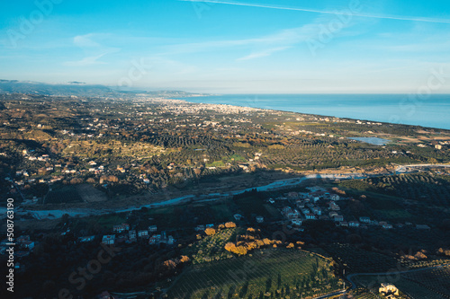 Aerial view of Calabria land near the Ionic sea