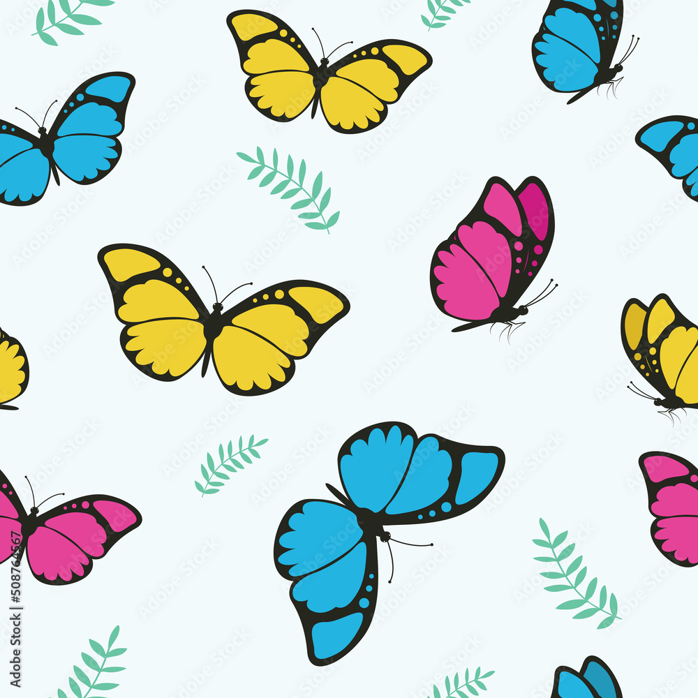 Butterfly seamless pattern stock vector. Print design for baby or kids fabric Butterfly seamless pattern stock vector. Print design for baby or kids fabric
