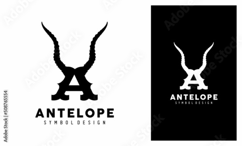 Initial Letter A and Horn Demon Antler Deer Satan Logo Design Inspiration