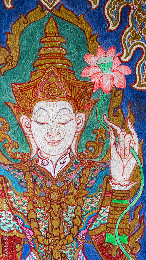 The paintings of Nang Sawan in Asian style are open for people to visit and take commemorative photos. The paintings of Nang Sawan in Asian style are open for people to visit and take commemorative photos.