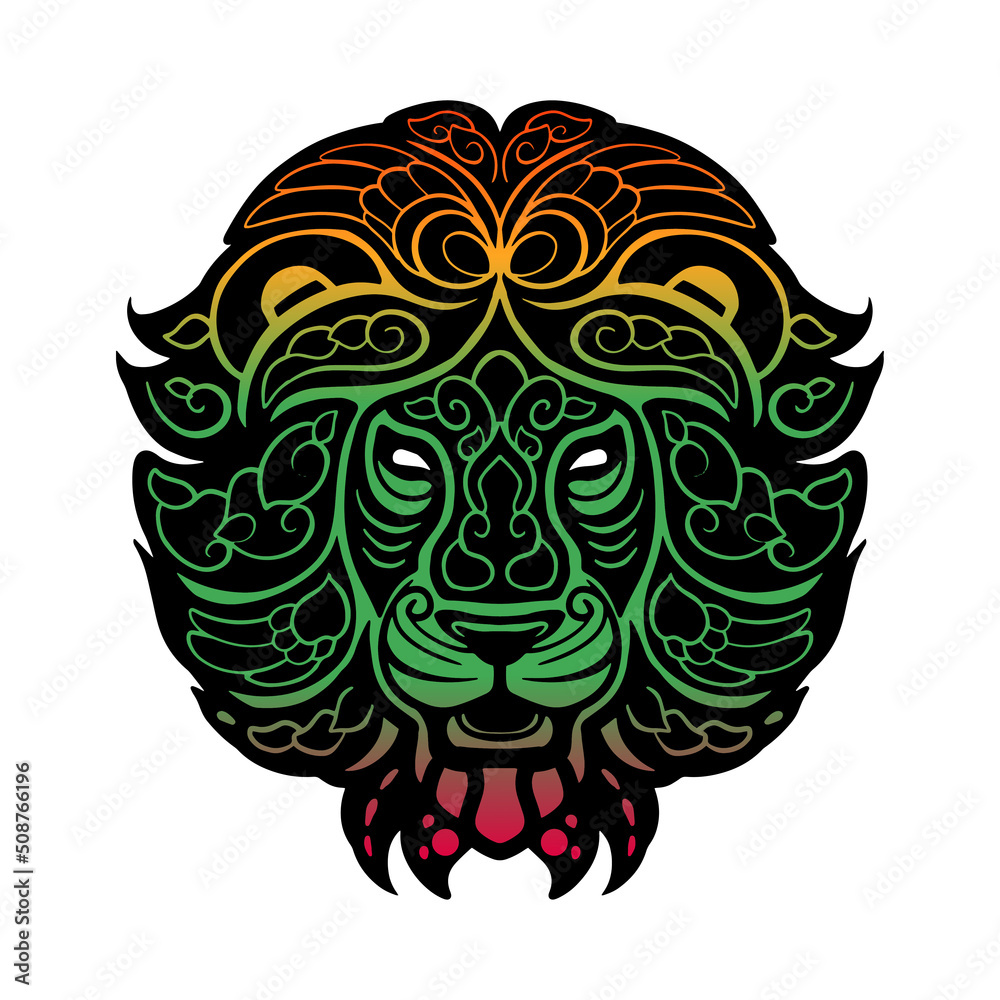 Gradation Lion head zentangle arts. isolated on a white background