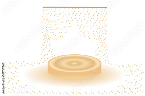  beautiful golden pedestal with bokeh on a white background